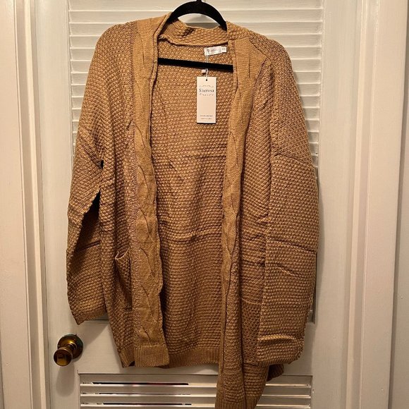 Sherosa Women's Oversized Sweaters Cable Knit Open Front Chunky Cardigan - Picture 3 of 8